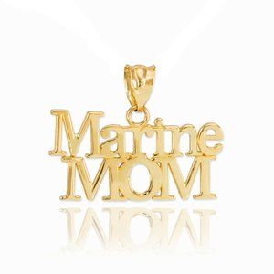 10K Solid Gold Marine Mom Pendant - Yellow, Rose, White
